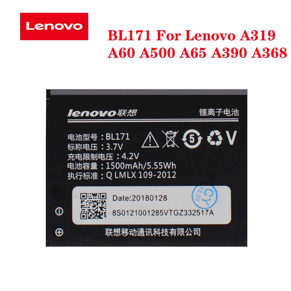 

20pcs/lot Original Battery BL171 For Lenovo A319 A60 A500 A65 A390 A368 A390T A356 A370E A376 High Quality Batteria 1500mAh