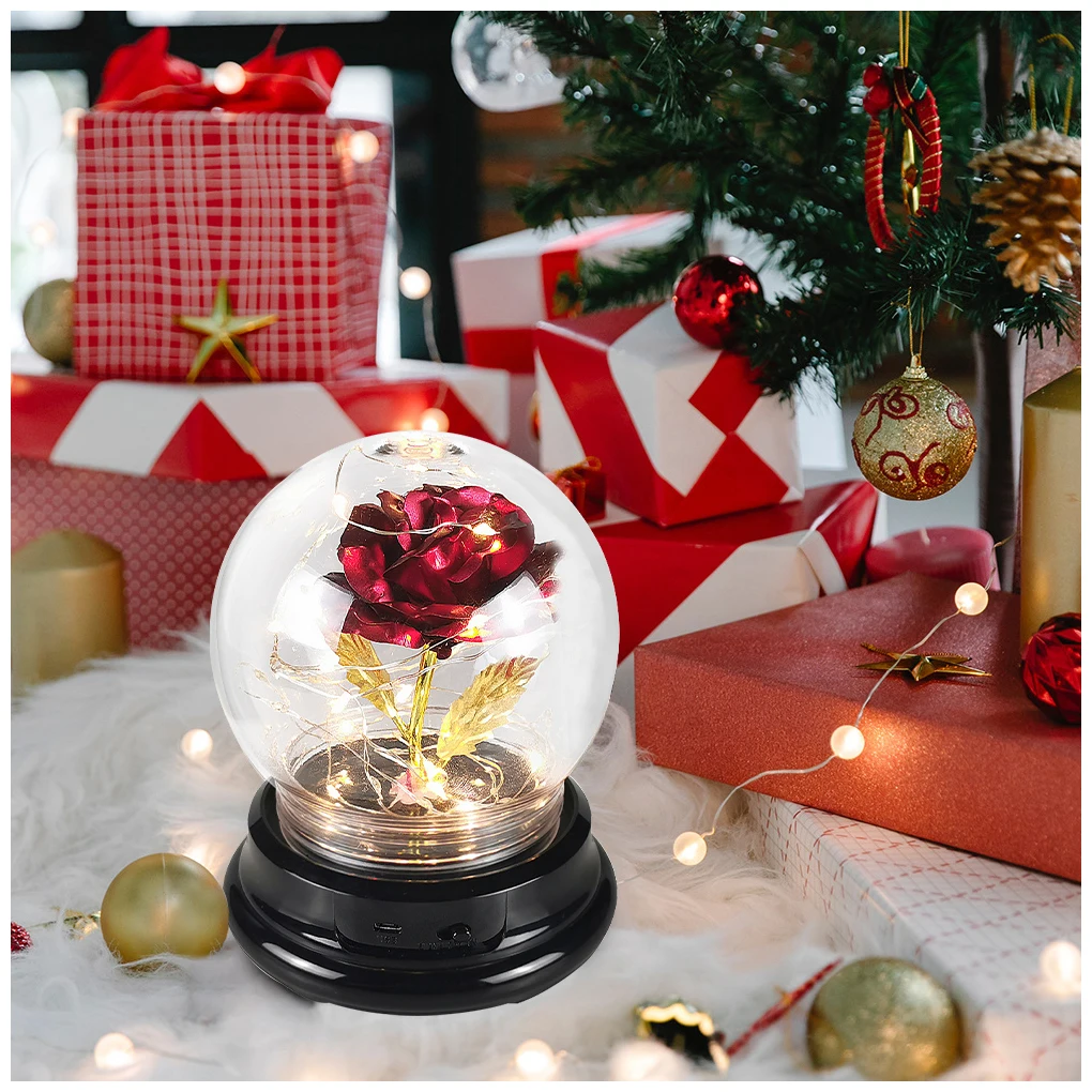 

Beauty and The Beast Preserved Roses In Glass Galaxy Rose Flower LED Light Artificial Flowers Christmas Valentine Gift for Girls