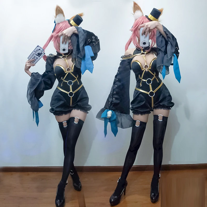 Fate Grand Order Tamamo no Mae косплей костюм сексуальный черный магический женское платье