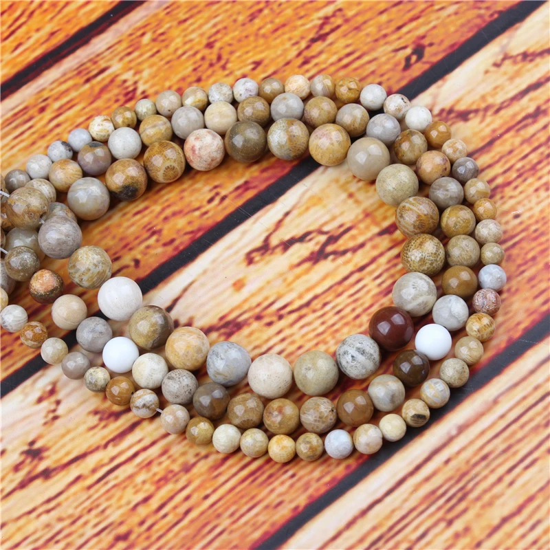 

Chrysanthemum Natural Stone Bead Round Loose Spaced Beads 15 Inch Strand 4/6/8/10/12mm For Jewelry Making DIY Bracelet