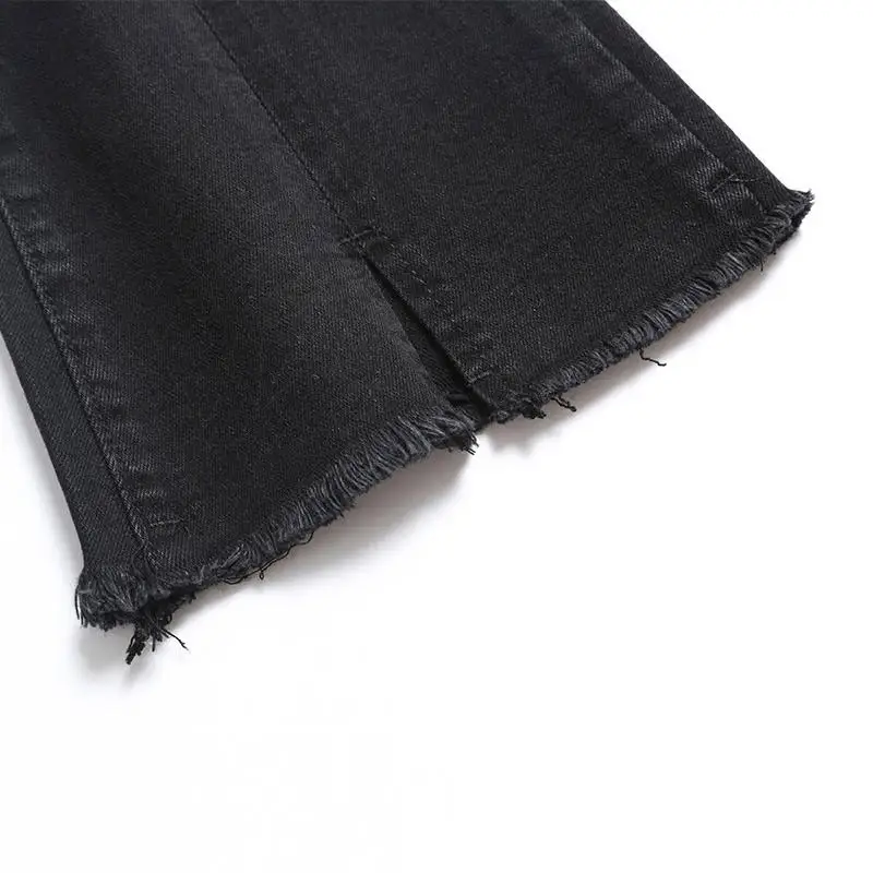 

Black High Waist Women Jeans Vaqueros Mujer Spring Summer Fashion Split Flare Jeans Denim Woman Pants Casual Jean Femme C6348