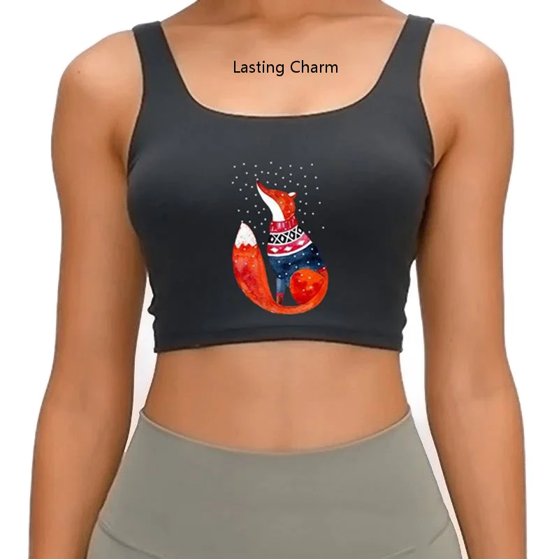 

Lasting Charm Winter Snow Fox In A Norwegian Sweater Women Tank Top Sunlight Knit Comic Letter Novelty Crew Neck Summer Crop Top