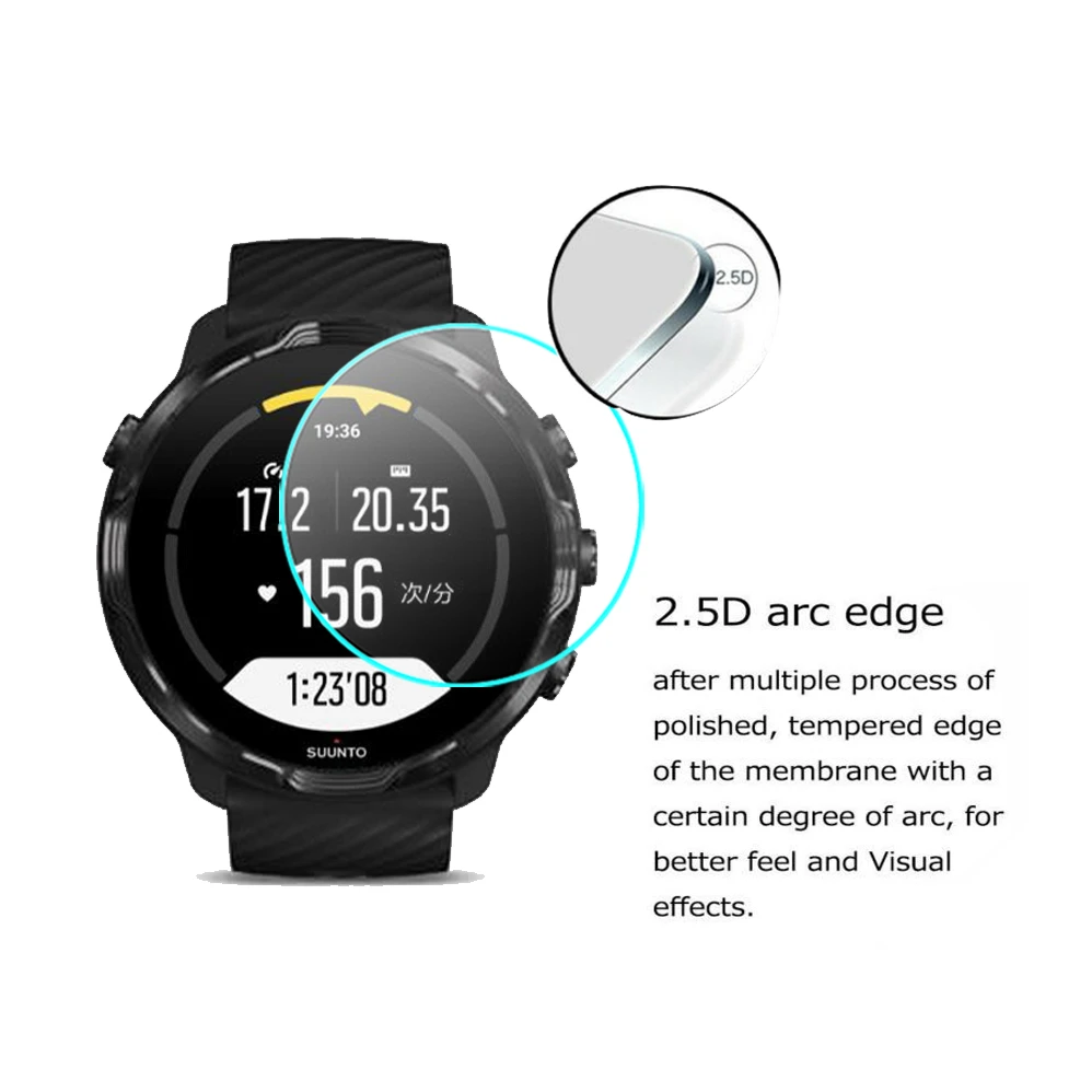 2pcs clear tempered glass for suunto 7 9 baro peak 5 3 fitness d5 dx smartwatch screen protector 2 5d 9h anti scratch hd glass free global shipping