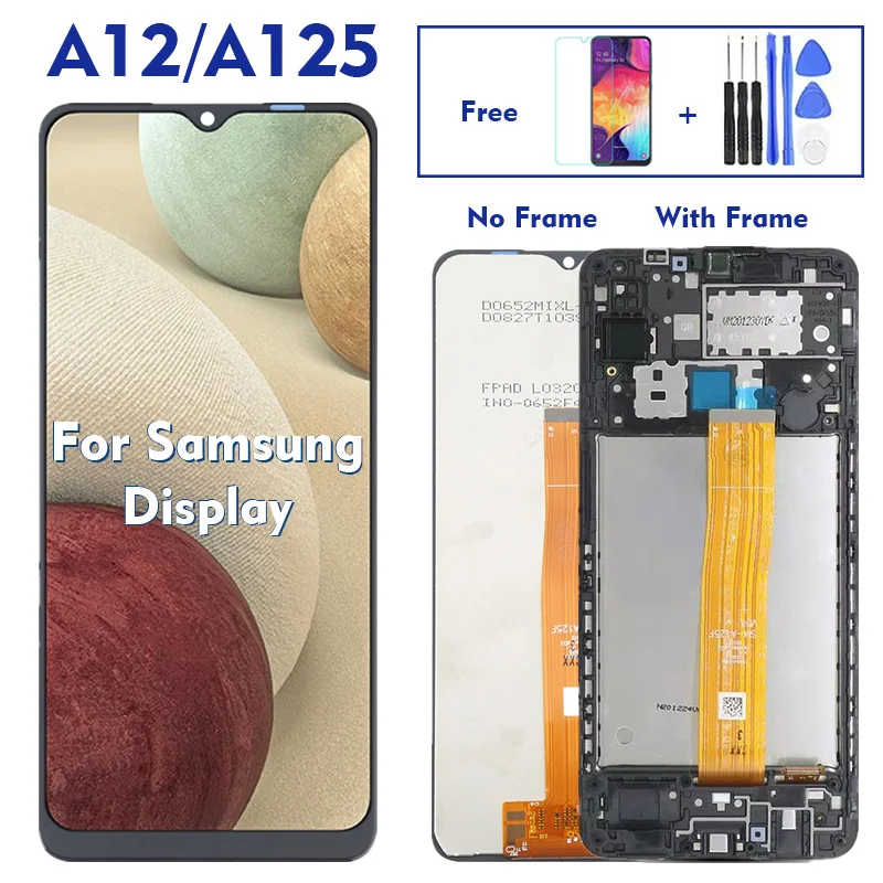 Pantalla t&aacute;ctil LCD Original para Samsung Galaxy A12, 2020, A125F, A125M, A125U, DS, DSN, montaje de digitalizador con o sin marco-0