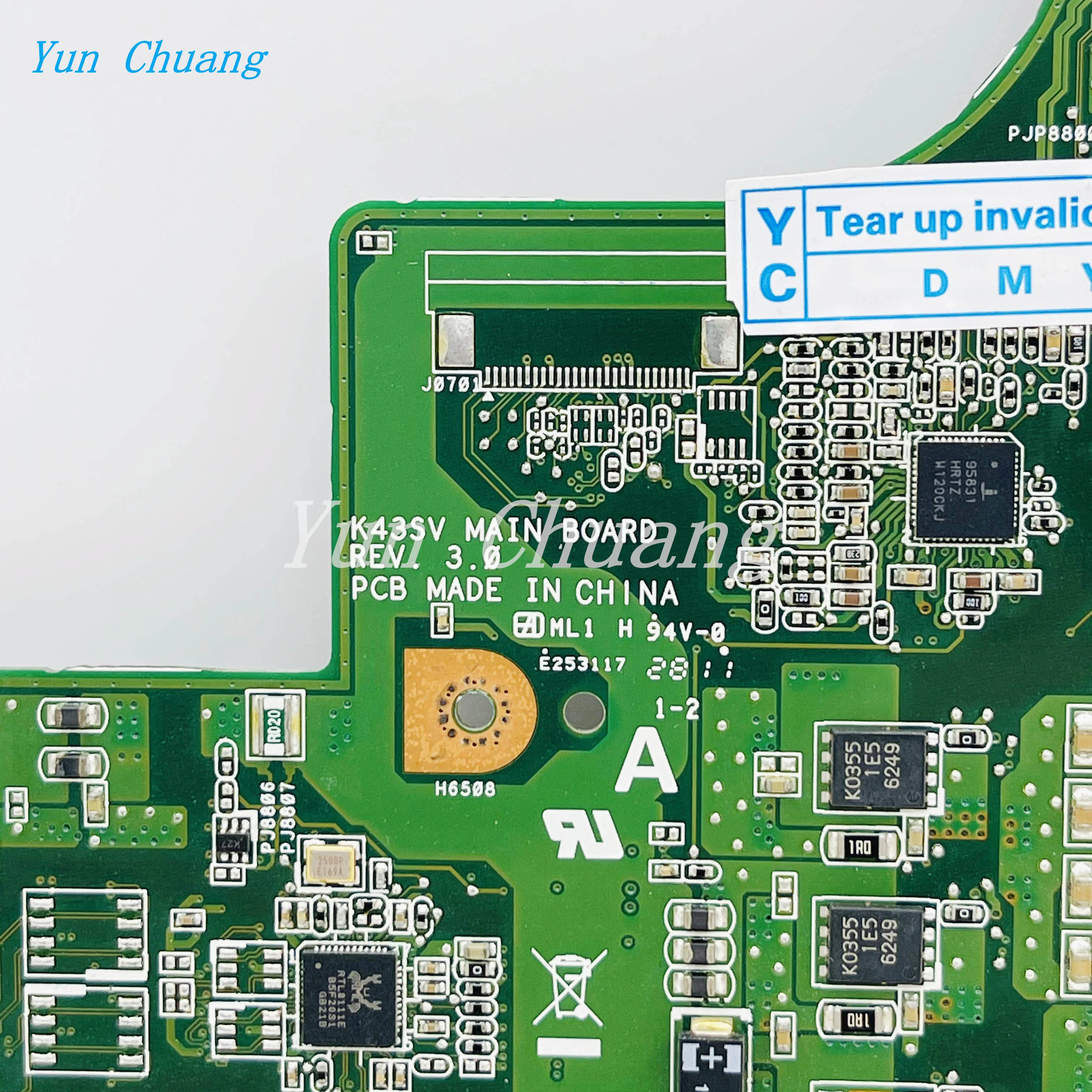 Материнская плата K43SV для ноутбука ASUS K43SJ K43SC A43S X43S K43S материнская HM65 GT540M 2 ГБ DDR3 100%