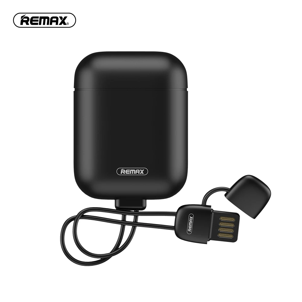 Черный REMAX Мягкая силиконовая оболочка Сумка для Airpod чехол с 2.1A зарядный кабель Защитная крышка Анти-шок Airpods funda защитная коробка - Цвет: Черный