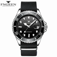 fngeen luxury brand classic water ghost series men s automatic mechanical calendar watch nylon strap waterproof male wristwatch