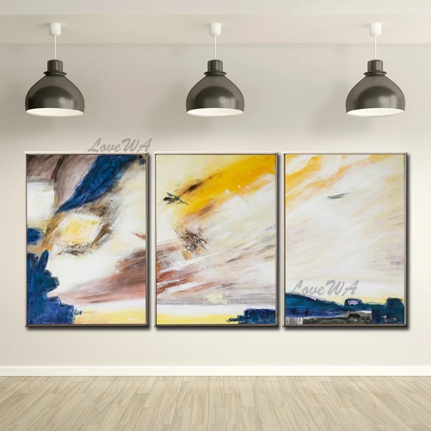 

Abstract Hand Painted 3 Pieces Oil Paintings Group Canvas Wall Oil Painting Home Wall Art Pictures Decorative Handmade Artwork