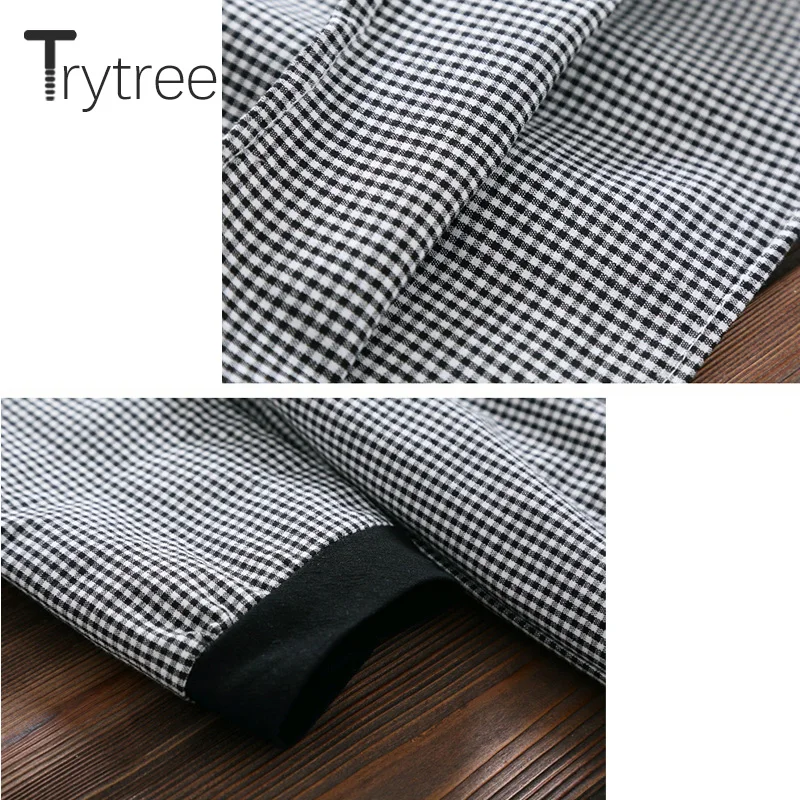 Женское Повседневное платье-рубашка Trytree Осеннее клетчатое ТРАПЕЦИЕВИДНОЕ