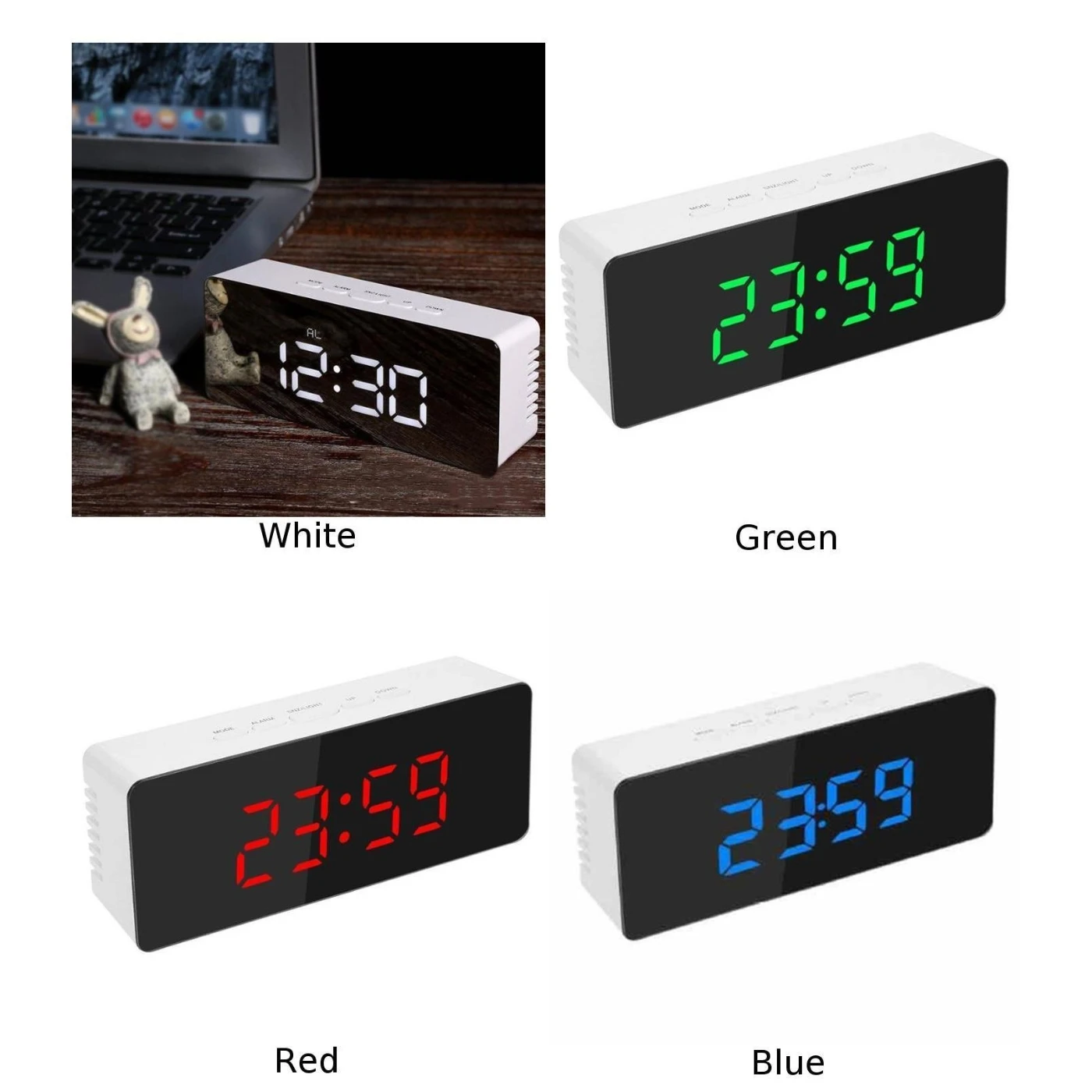 Зеркало светодиодный Настольный будильник светящийся цифровой Повтор время