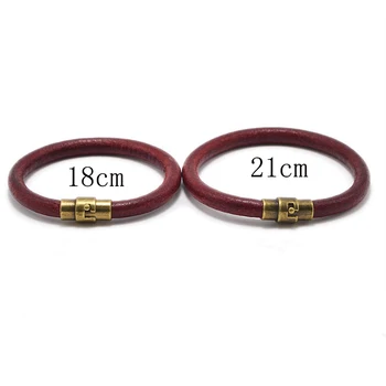 Brown Leather Bracelet for Men Women Copper Magnetic Clasp 2