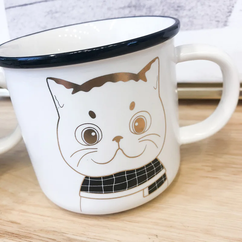 Скандинавский простой Инс Золотая фольга кошка керамическая чашка