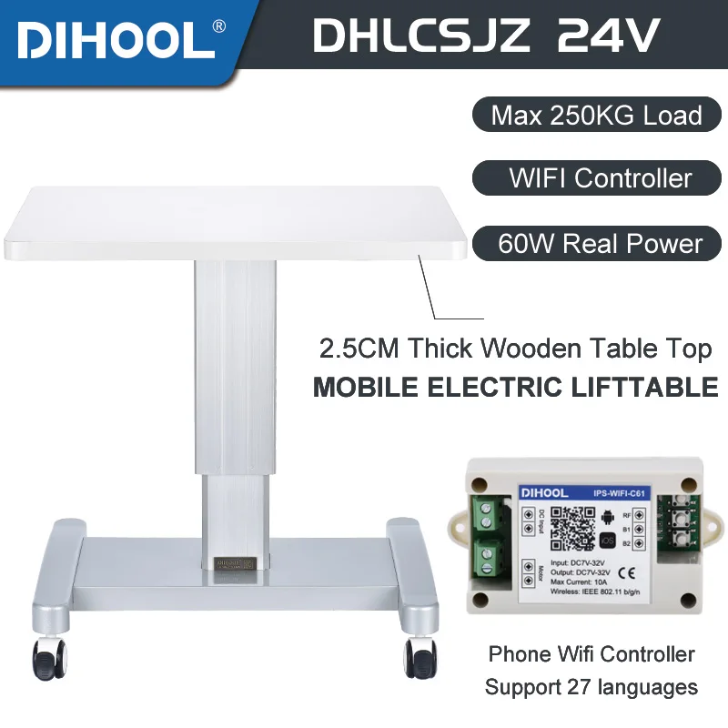 

Dihool Electric Table Lift DC24V Removable Desk 2500N Load 100MM 300MM 500MM 900MM Height Adjustable Chair For Office Lab Device