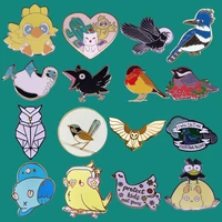 cute bird enamel pins brooch collecting crow and chocobo lapel badges men women fashion jewelry gifts adorn backpack collar hat