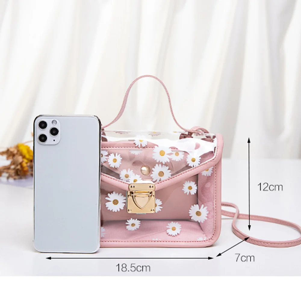 

2020 Fashion Women Transparent Pattern Shoulder Bag Hardware Chain Strap Color Block Messenger Handbag Composite Tote
