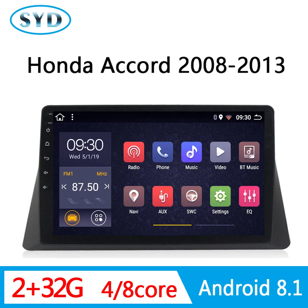 Автомобильный DVD-плеер RAM 2G для Honda Accord 2008 2009 2010-2013 с радио, стерео головным устройством, видео, экраном 2.5D Android 8.1 WIFI AM SWC RDS DSP включен.