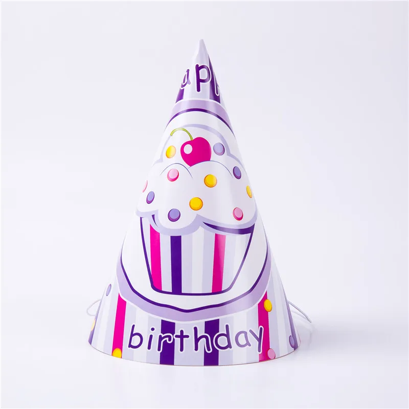Hat-6pcs Розовый Кекс тематическая вечеринка на день рождения украшения Детские праздничные принадлежности одноразовые столовые приборы бумажные стаканчики и тарелки салфетки детский душ - Цвет: Hat-6pcs