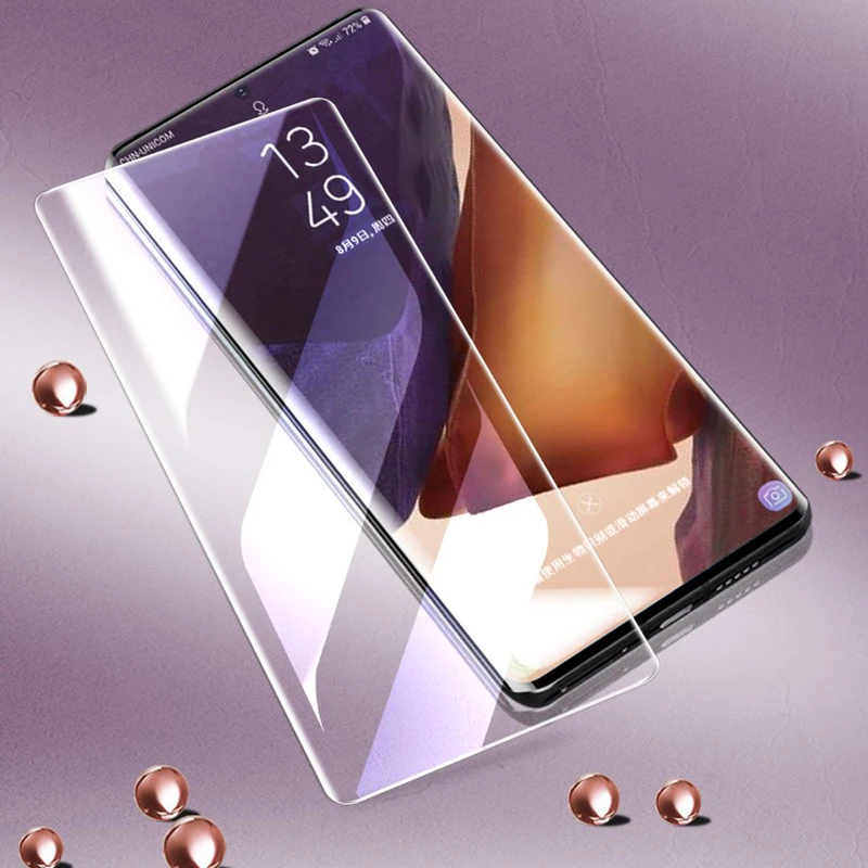 

Full Cover Anti Blue Liquid UV Glue Tempered Glass For Samsung Galaxy Note 20 Ultra Screen Protector For Samsung S20 Plus Ultra