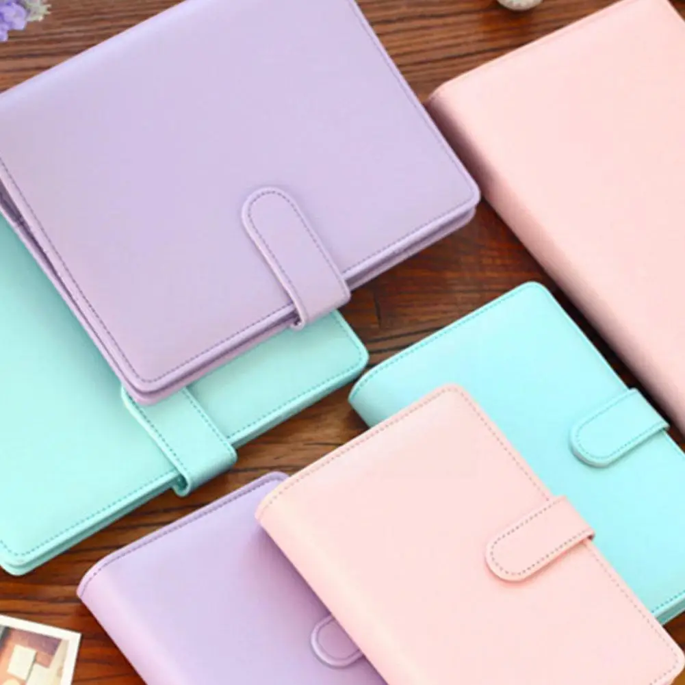 

Macaron Notepad Notebook Leather Loose Leaf Cover Journal Kawaii Stationery Cute Ring Binder PU Clip-on Color Cover