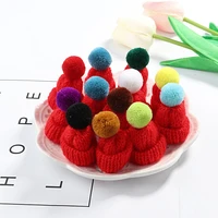 5pcs new japanandkorea machine weaving cute hair ball wool mini red hat mobile phone case hairpin jewelry clothes accessories