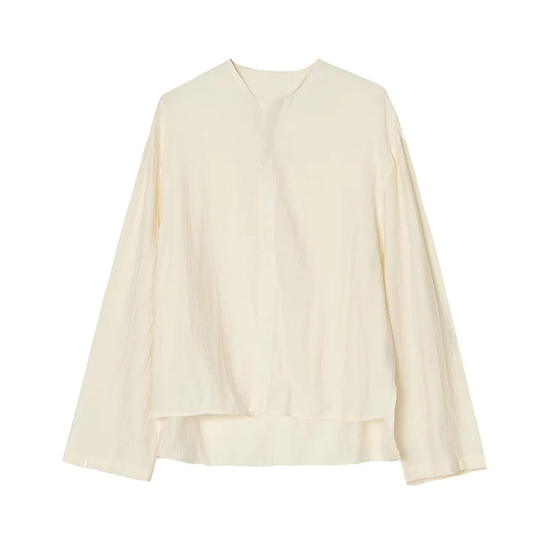 

IEFB Men's Clothing 2021 Spring New Tops Korean Style Simple Ins Trend Solid Color Round Neck Long Sleeve Oversize Shirt 9Y5815