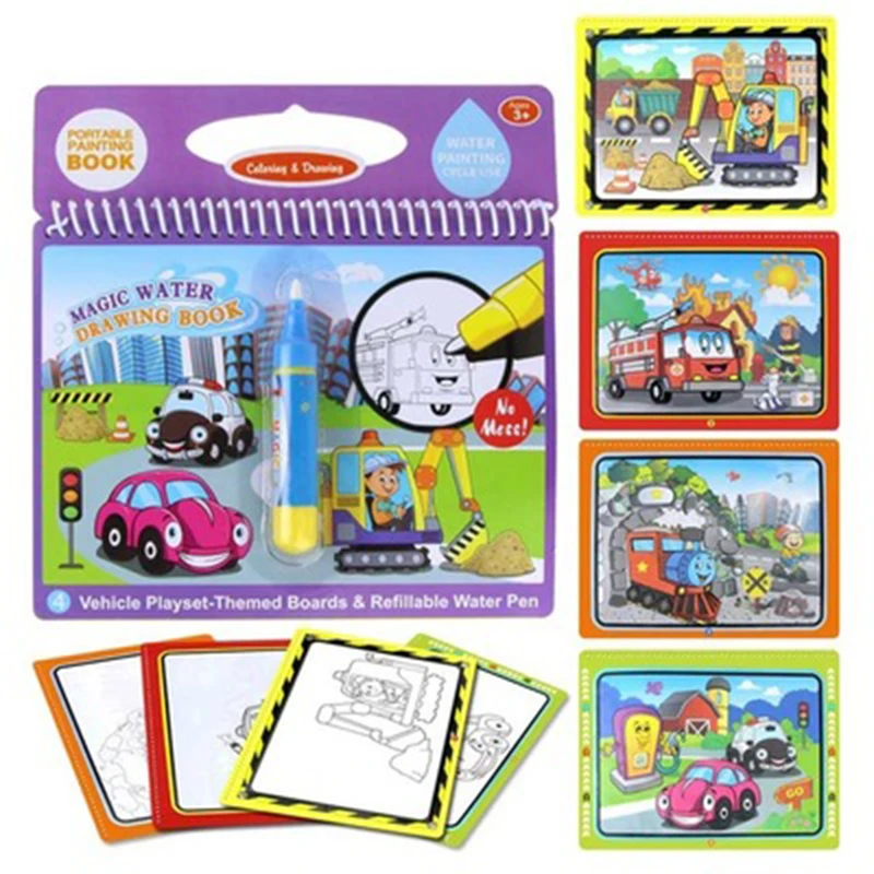 Children Reusable Magic Water Painting Book Baby Cartoon Doodle Pen Early Educational Toy Kid Coloring Drawing | Игрушки и хобби