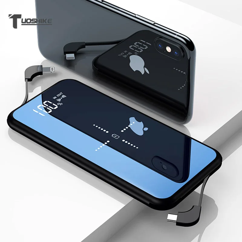 QI Беспроводное зарядное устройство power Bank 10000 мАч светодиодный дисплей внешний аккумулятор power bank для iPhone 8 X Max samsung Note 8 Xiaomi