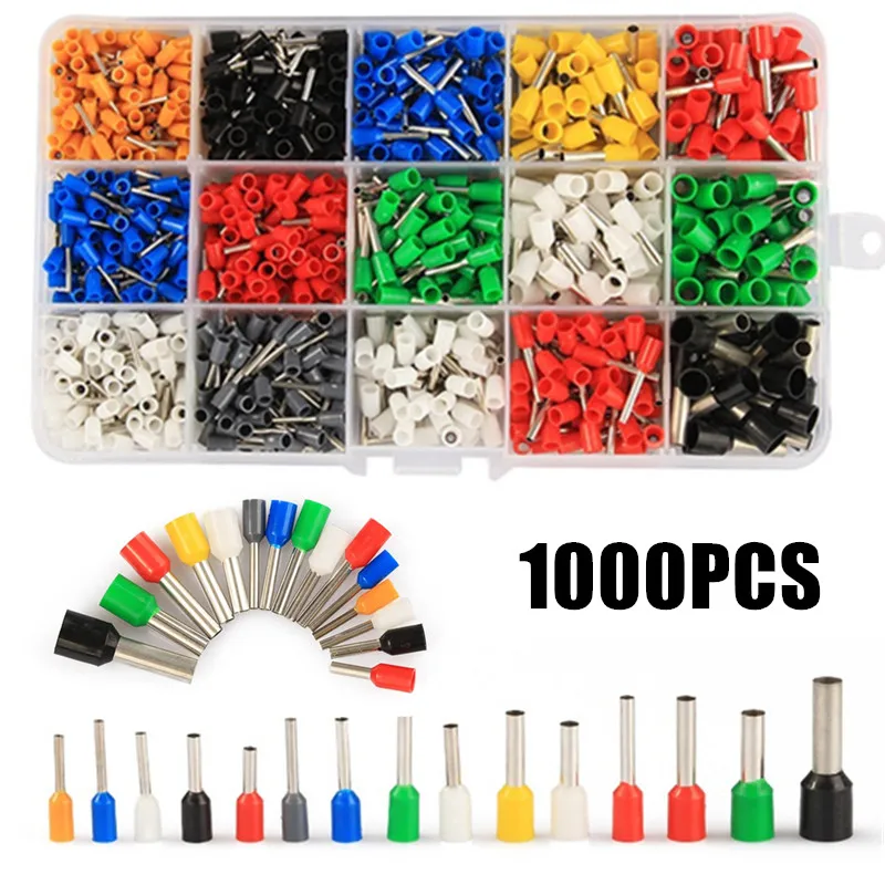 

1000PCS Insulated Ferrules Terminals Set Cord End Wire Connectors Electrical Crimp Terminal 0.5-6mm2 AWG 22-10
