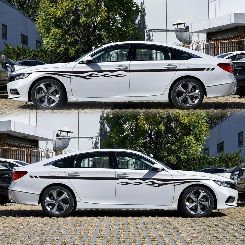 

2Pcs Car Flame Stripe Stickers Whole Body Decal Decor Covers Protector Car Sticker Car-styling