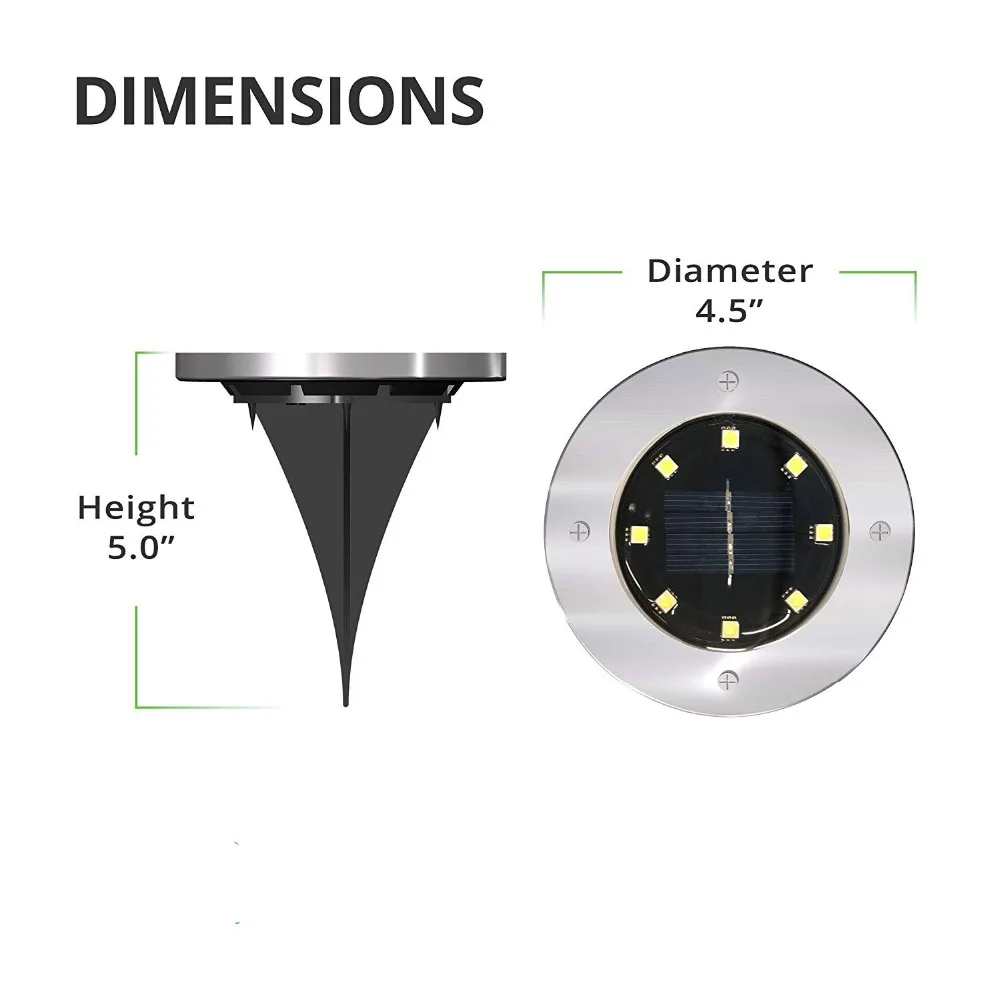 WENHSIN 12Pack Solar Path Lights 8 LED Solar Power Buried Light Ground Lamp Outdoor Path Way Garden Decking Underground Lamps