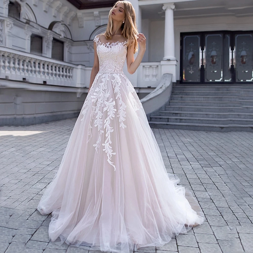 

Russian Style Lace Wedding Dress 2021 Cap Sleeve Court Train Princess Bridal Gowns Vintage Custom Made Robe de Mariee