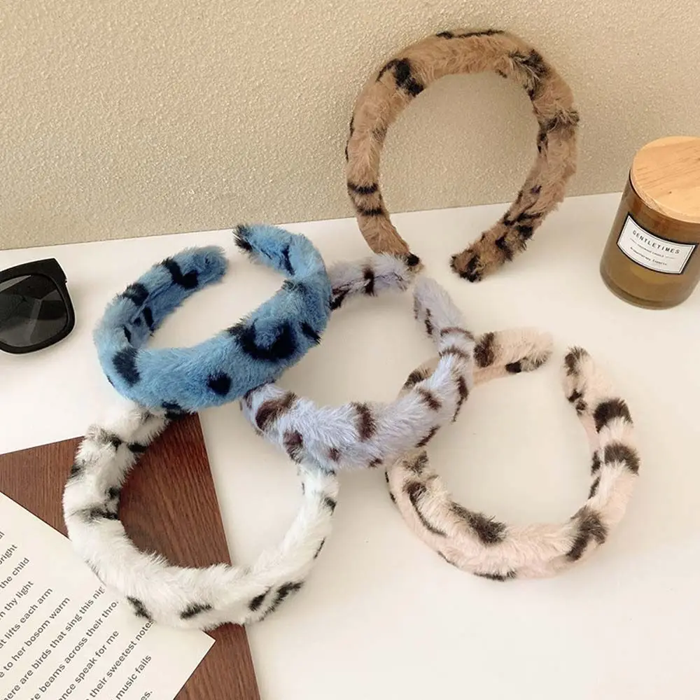 

Washing Face Imitation Cashmere Headwear Colorful Korean Style Leopard Plush Hairbands Hair Bands Women Head Hoop