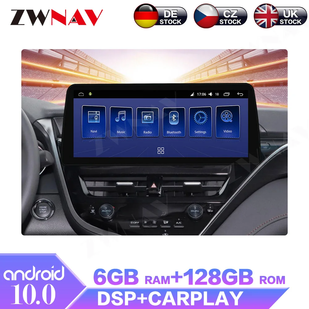 

Android 10.0 6+128GB For Toyota Camry 2021 IPS Screen Car Multimedia Radio Stereo GPS Navigation System Player With DSP Carplay