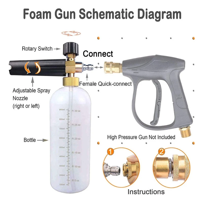 

High Pressure Foam Lance Car Washing Pot with Adapter Adjustable Cannon Sprayer Soap Foamer Bottle for Automobiles