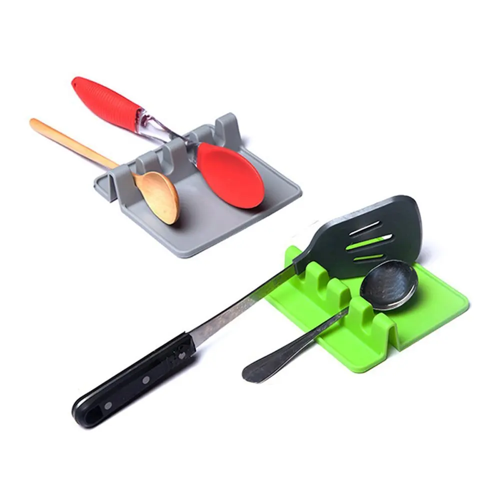 

Silicone Spoon Insulation Mat Spatula Shovel Pad Spoon Rest Lid Holder Tableware Storage Rack