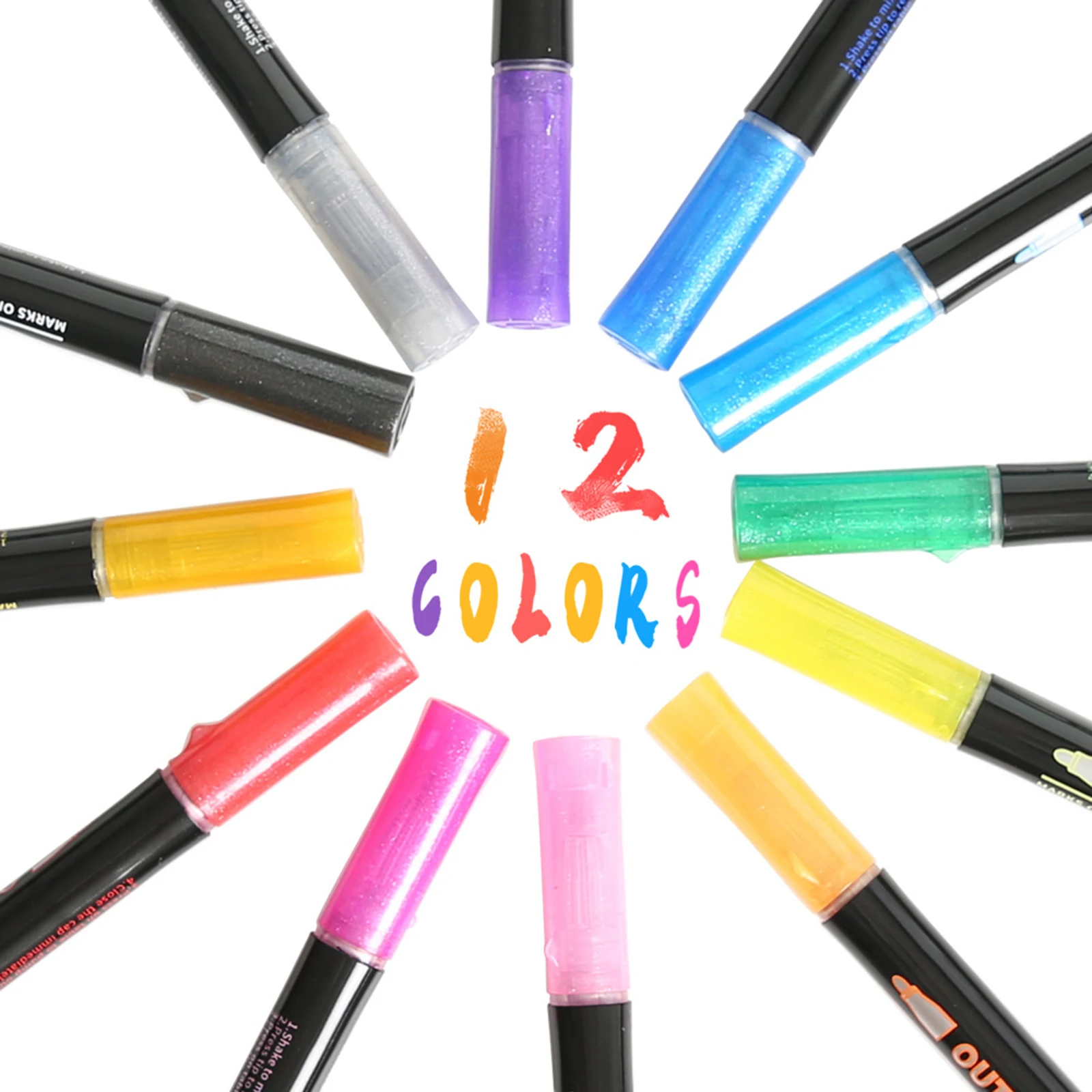 

Marker Pen For Highlight Dazzle Markers DIY Art Crafts Colour Pencil 12 Colors Double Line Outline Metallic 12 Color Pens