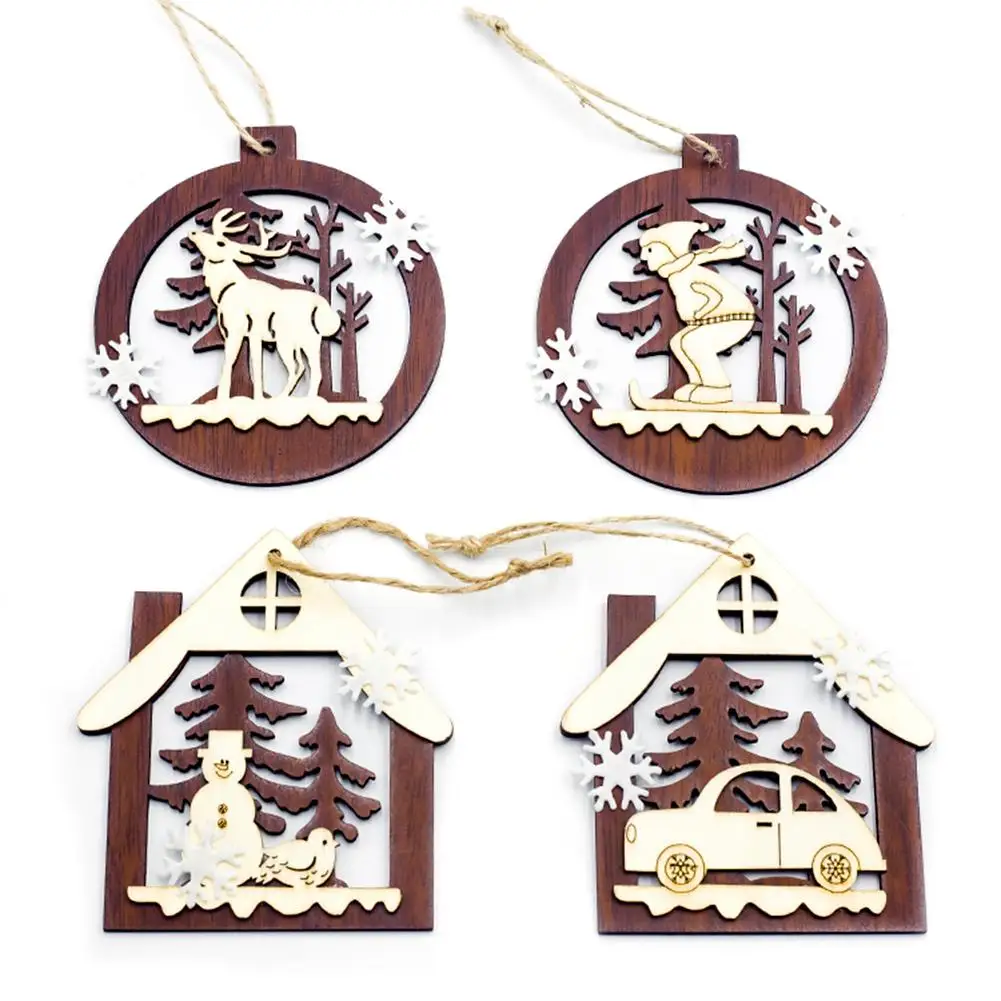 Новогодняя 2020 XMS натуральная Деревянная Рождественская елка орнамент деревянные