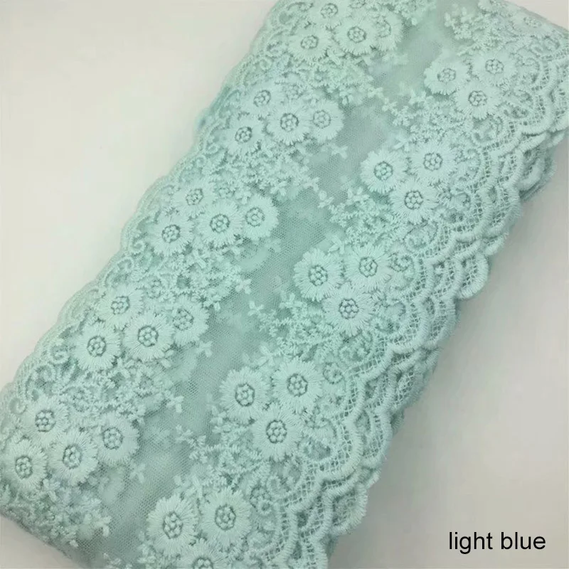 Светло-голубой Полые кружевные ленты с цветами DIY выбор цвета кружевная ткань швейная ширина 12 см кружево отделка шитье украшения Аксессуары - Цвет: Светло-голубой
