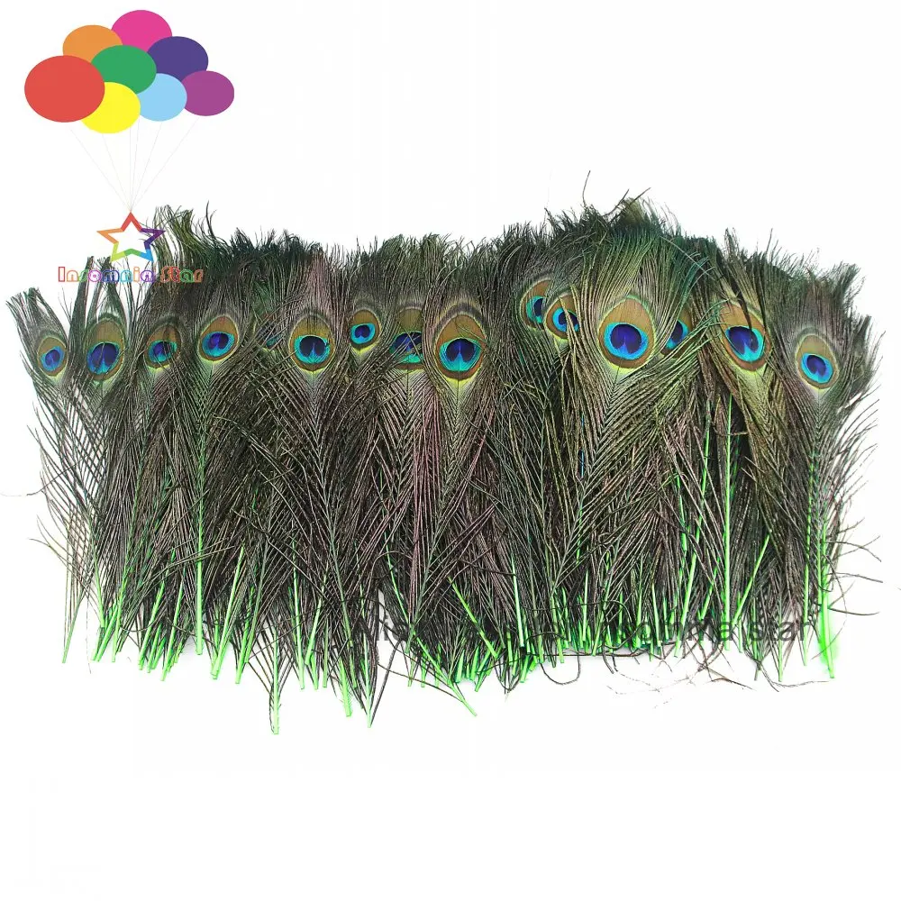 

New 100 pcs quality Fruit green peacock feathers 10-12inch / 25-30cm DIY wedding
