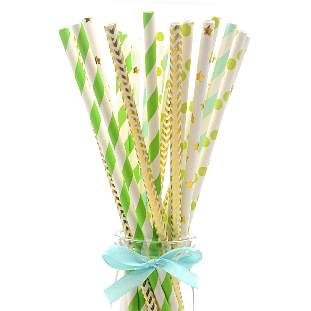 25 шт. бумажные соломинки для первого дня рождения мальчиков трубочки питья на