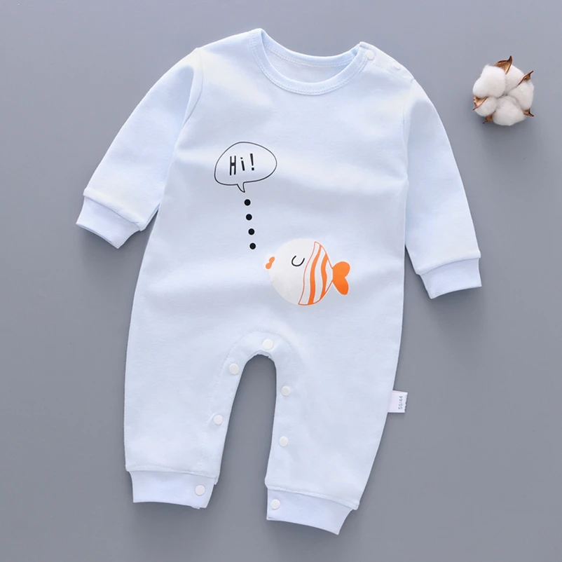 

Комбинезон детский хлопковый, с длинным рукавом, с мультяшными буквами, 2021