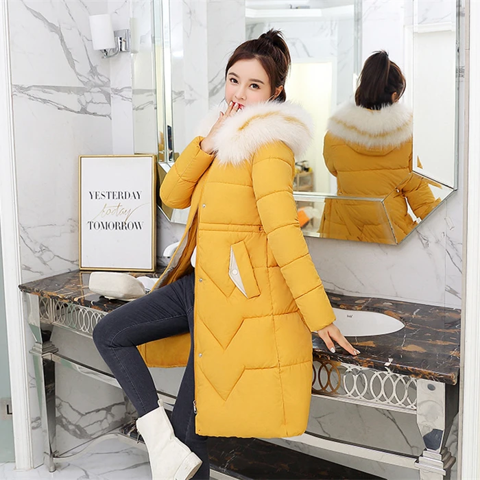 X-Long 2019 New Arrival Fashion Slim Women Winter Jacket Cotton Padded Warm Thicken Ladies Coat Long Coats Parka Womens Jackets