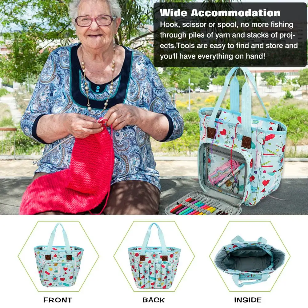 Вязаная сумка с короткими ручками Сумка Портативный Пряжа для хранения шерсть
