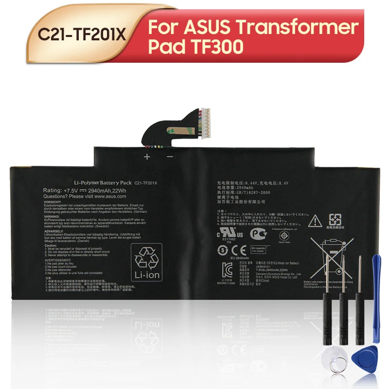 Оригинальная запасная батарея C21 TF201X для ASUS Transformer Pad TF300 TF300T TF300TG TF300TL Tablet Battery