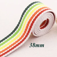 1 12 colorful twill striped cotton webbing 38mm heavy weight bag purse straps totes belts strap tape bag handle webbing