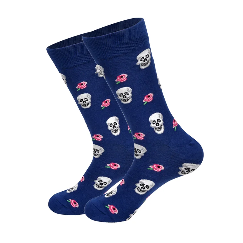 Skull LIONZONE, новинка, мужские носки, тыква, Хэллоуин, саксофон, усы, пугало, Чаризард, в полоску, бизнес стиль, хлопковые носки - Цвет: Skull