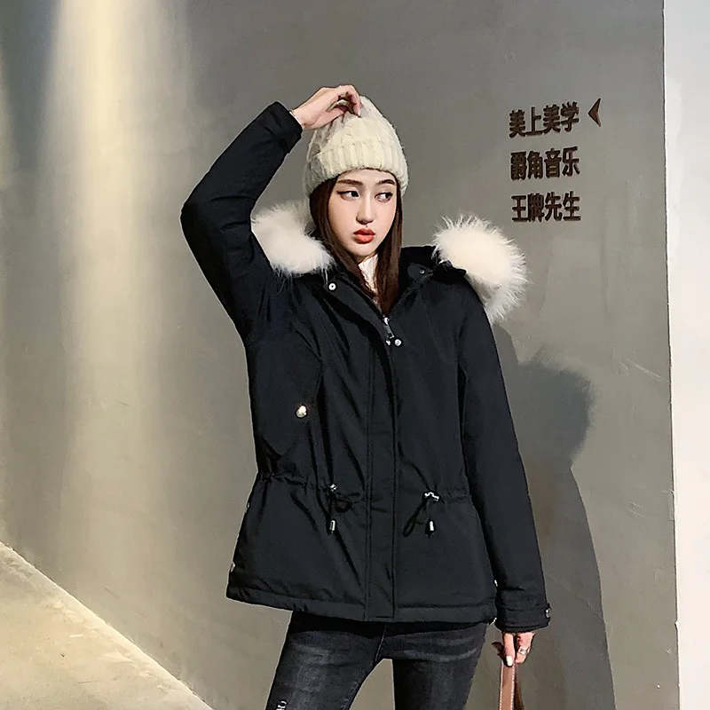 

Padded Jacket Women 2021 Spring Loose Woolen Lining Padded Jacket Women Mid-length Hooded Fur Collar Padded Jacket Women