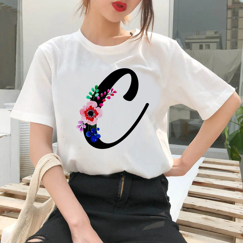 

Woman Harajuku Short-Sleeved O-Neck Tees Shirt Summer Letter Printed Women T-shirt irl Summer Tee Top Femme Tshirt