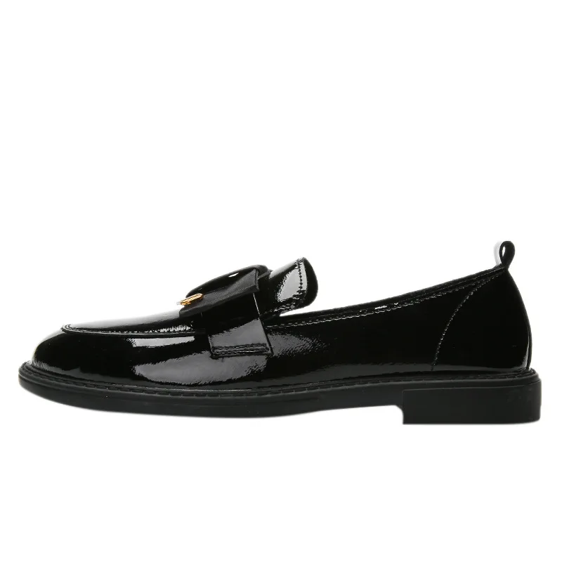 

2021 Spring New Low Heel Black Female Flat Bottom Shoes Slip-on Autumn Shoes