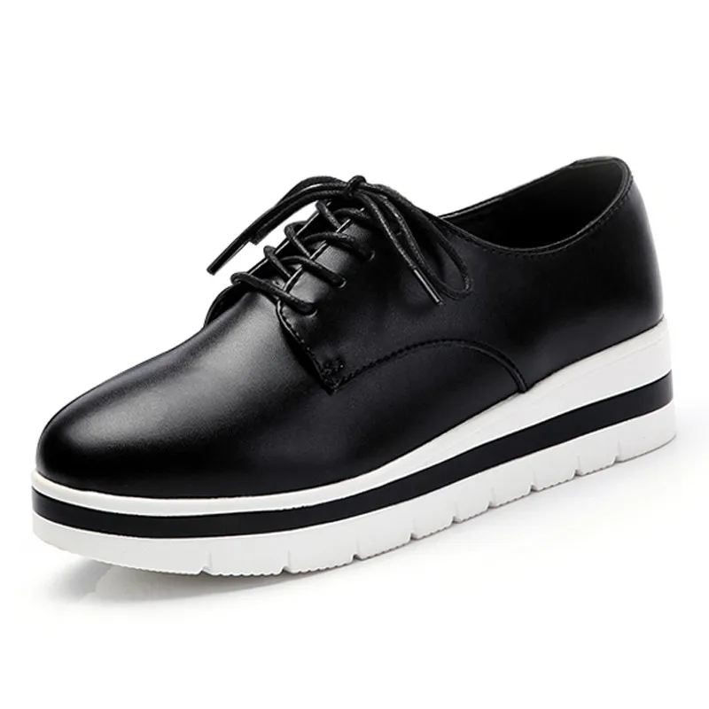 

Кроссовки женские из экокожи, удобная повседневная обувь на платформе, на шнуровке, белые/черные, XKD5017, весна